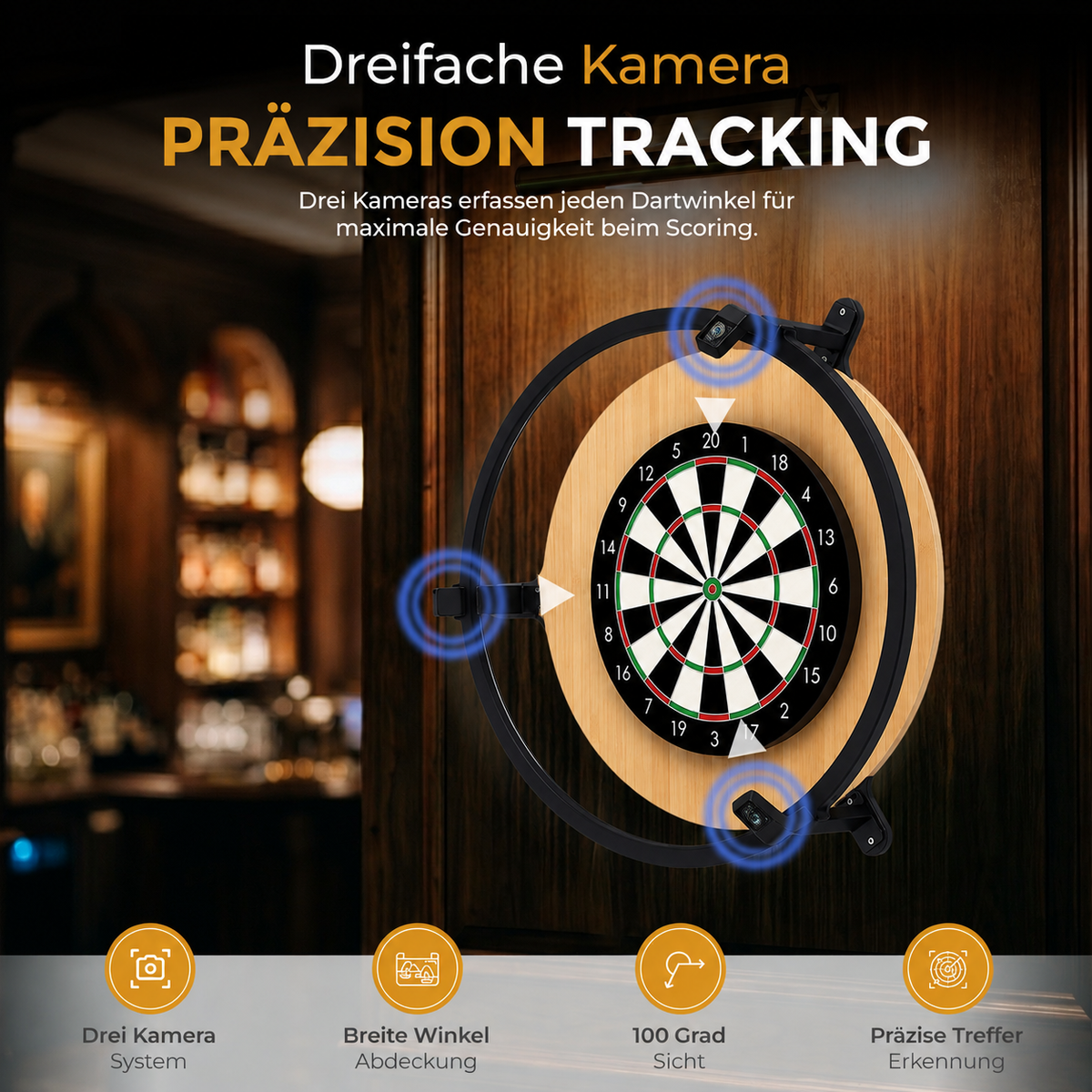 Autodarts Komplettset Steeldart Autoscoring LED Ring & 3x OV9732 Kamera Tracking