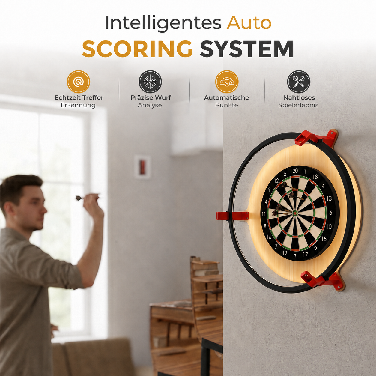 Autodarts Komplettset Steeldart Autoscoring LED Ring & 3x OV9732 Kamera Tracking