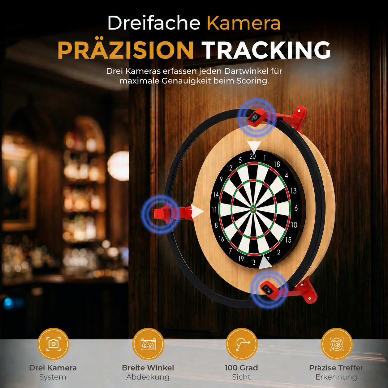 Autodarts Komplettset Steeldart Autoscoring LED Ring & 3x OV9732 Kamera Tracking