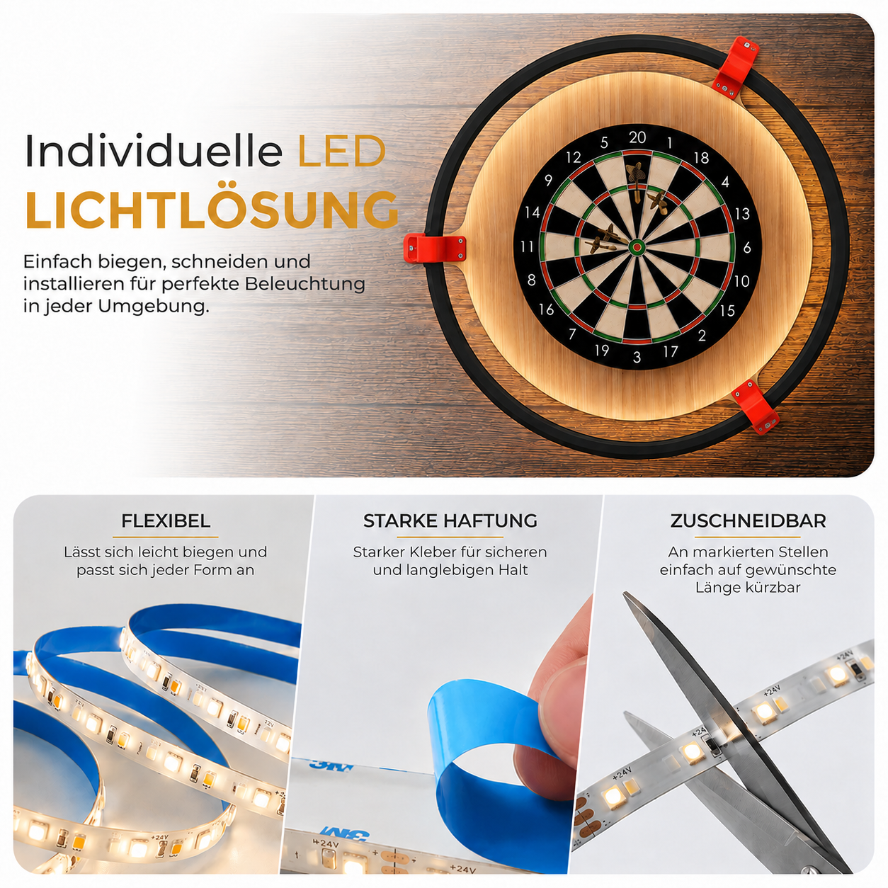 Autodarts Komplettset Steeldart Autoscoring LED Ring & 3x OV9732 Kamera Tracking